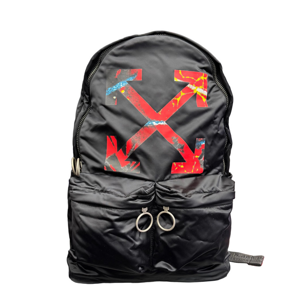 Off-White Nylon Arrow Print Backpack Black Red