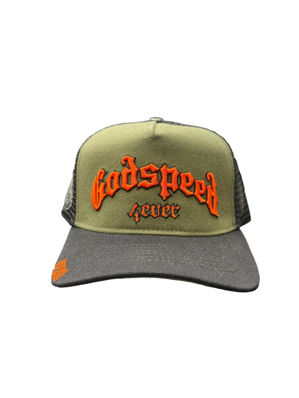 Godspeed 'Forever' Olive & Orange Trucker Hat