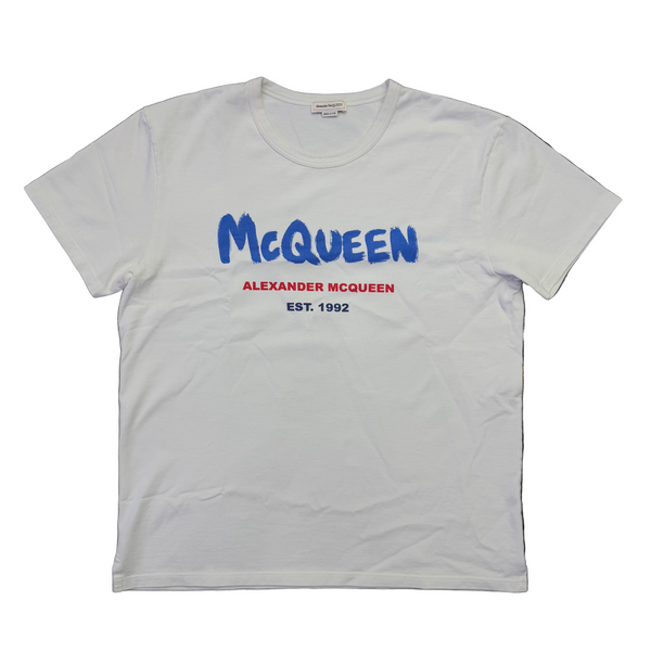 Alexander McQueen Graffiti Logo Print T-Shirt White
