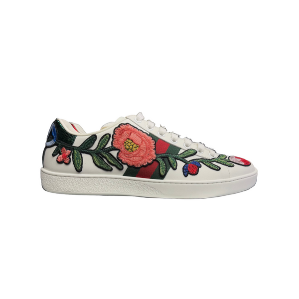 Gucci Ace Floral Embroidered Sneakers White