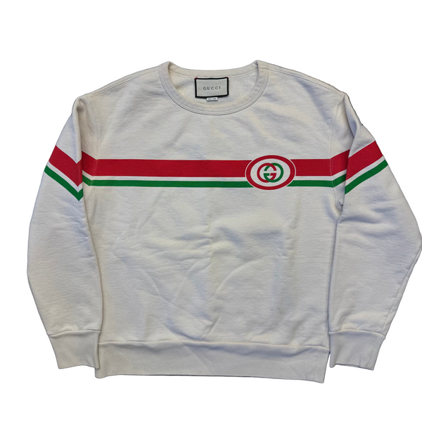 Gucci Striped GG Logo Sweatshirt White