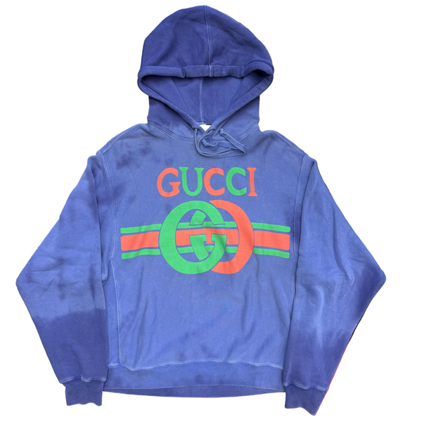 Gucci Interlocking GG Print Hoodie Blue Washed