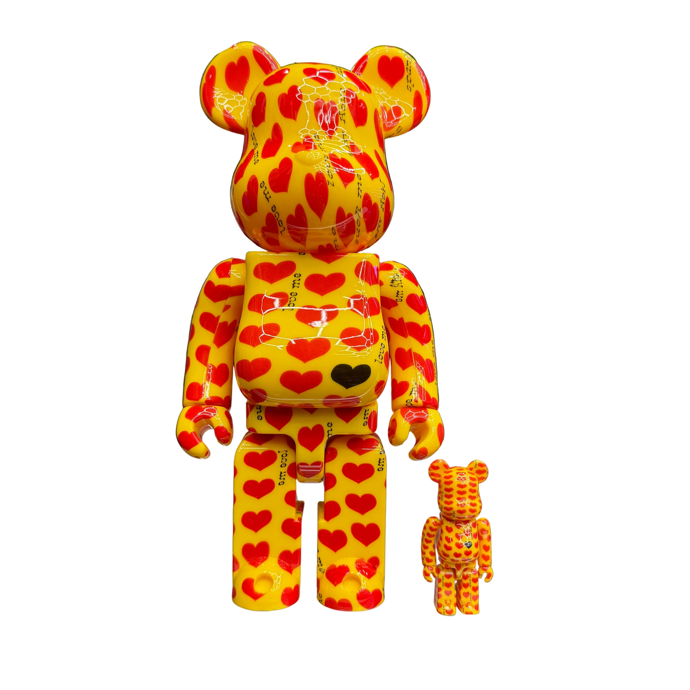 Bearbrick Yellow Heart 100% & 400% Vinyl Figure Set Yellow
