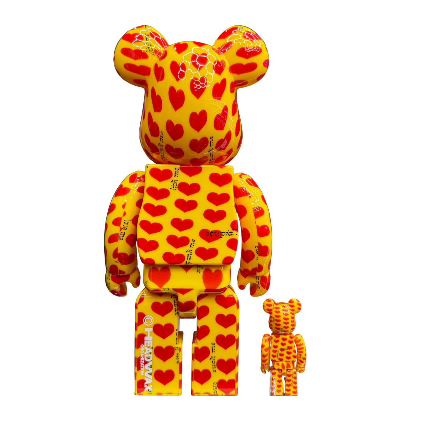 Bearbrick Yellow Heart 100% & 400% Vinyl Figure Set Yellow
