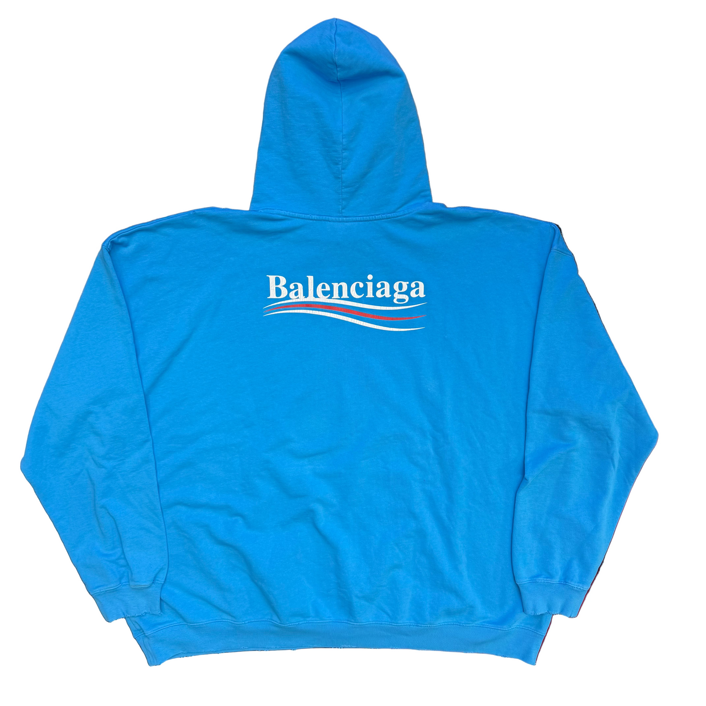 Balenciaga Political Campaign Crack Print Large Fit Hoodie Azure