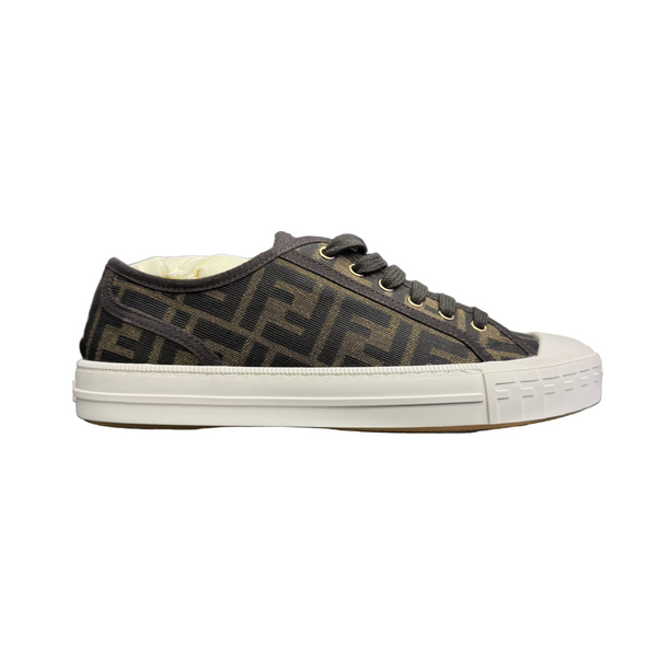Fendi FF Jacquard Low-Top Sneakers Brown