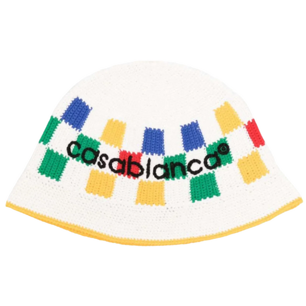 Casablanca Knit Cotton Square Crochet Hat Multicolor
