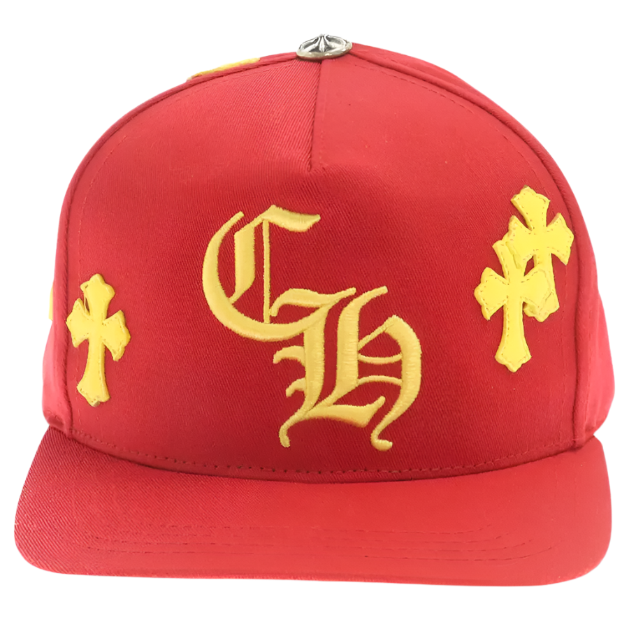 Chrome Hearts Cross Leather Patch Hat Red Yellow