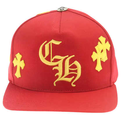 Chrome Hearts Cross Leather Patch Hat Red Yellow