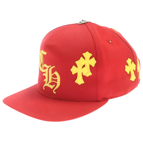 Chrome Hearts Cross Leather Patch Hat Red Yellow