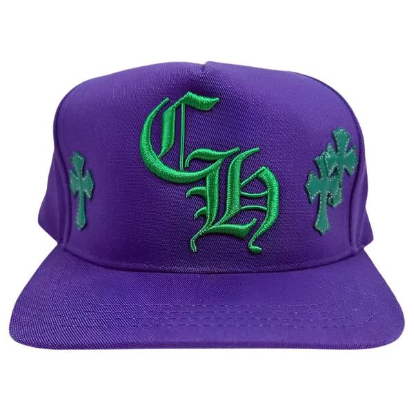 Chrome Hearts Cross Leather Patch Hat Purple Green