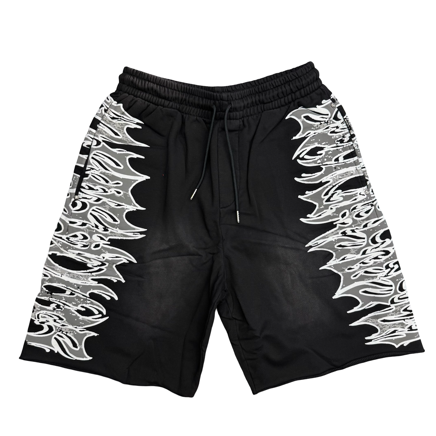 LOST SHDWS Sweat Shorts Acid Wash Black