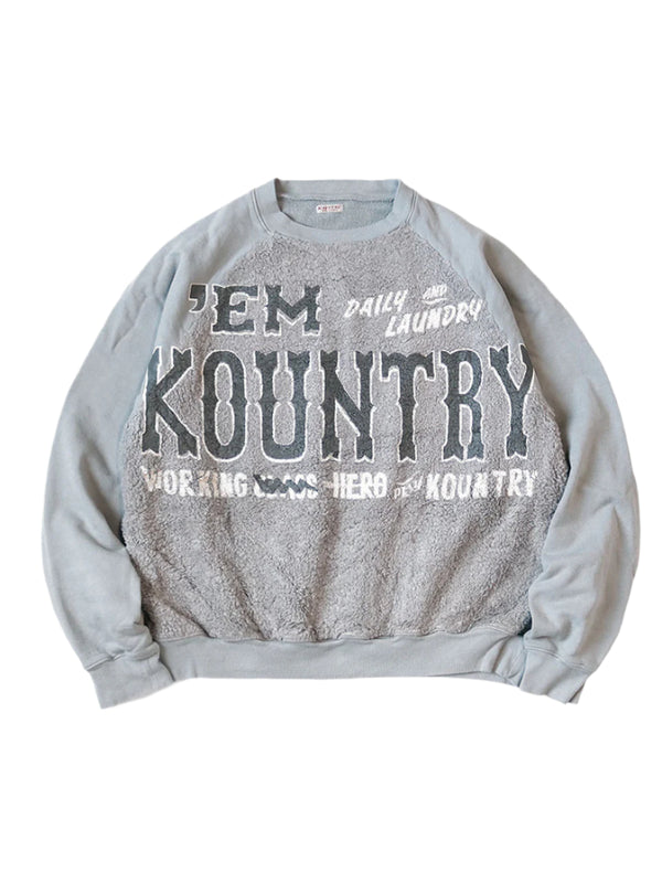Kapital Fur Grizzly Knit 'EM KOUNTRY' Grey Crewneck