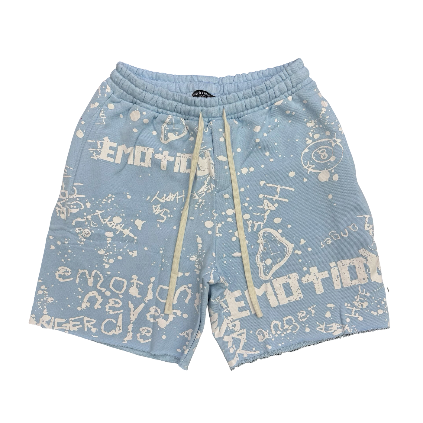 Mixed Emotions Graffiti Shorts Blue