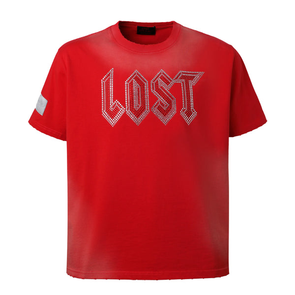 Lost Intricacy Rhinestone T-Shirt Red