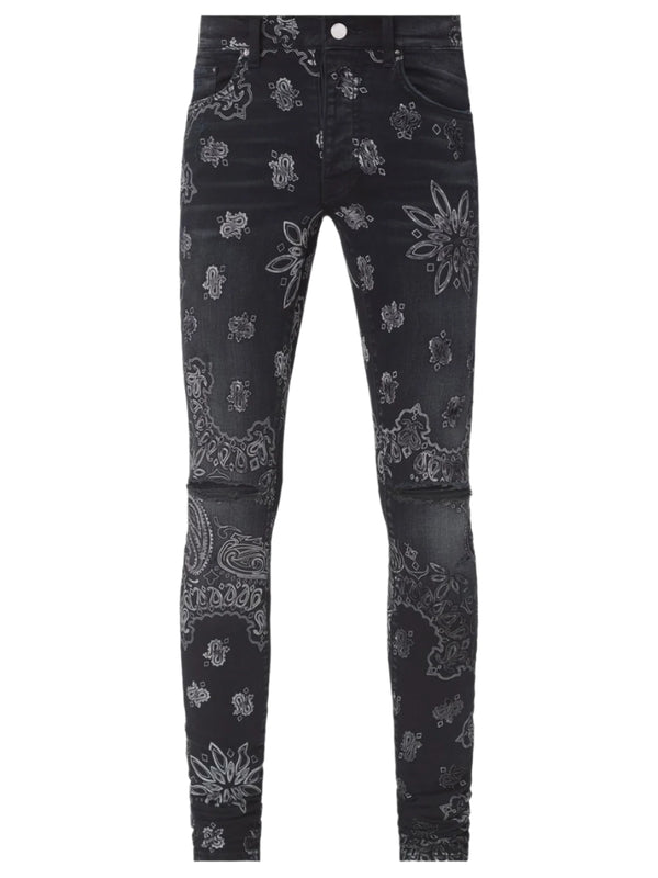 Amiri Flocked Paisley Bandana Jeans