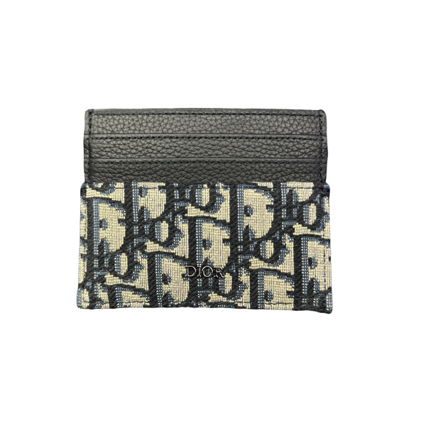 Dior Oblique Jacquard Card Holder Beige Black