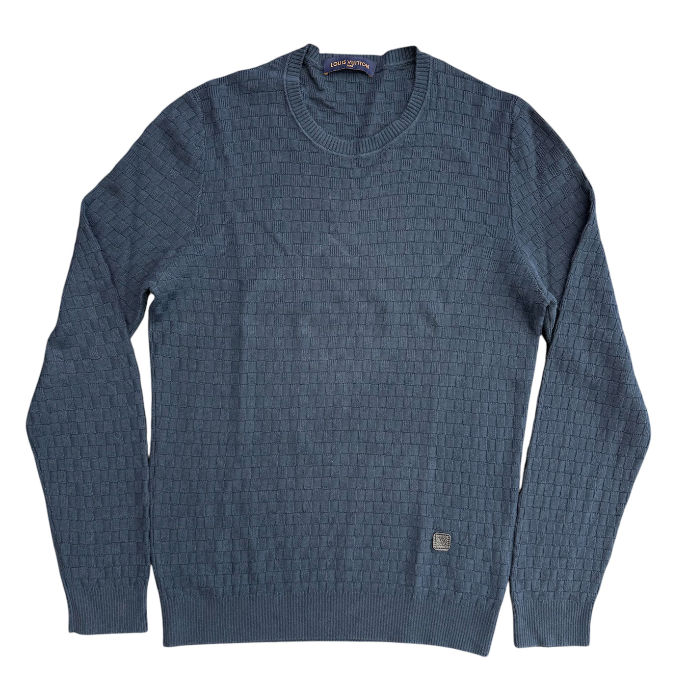 LV Damier Signature Wool Crewneck Sweater Blue