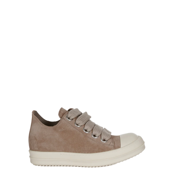 Rick Owens Hollywood Jumbolaced Low Sneaks Flesh / Milk Velour Suede