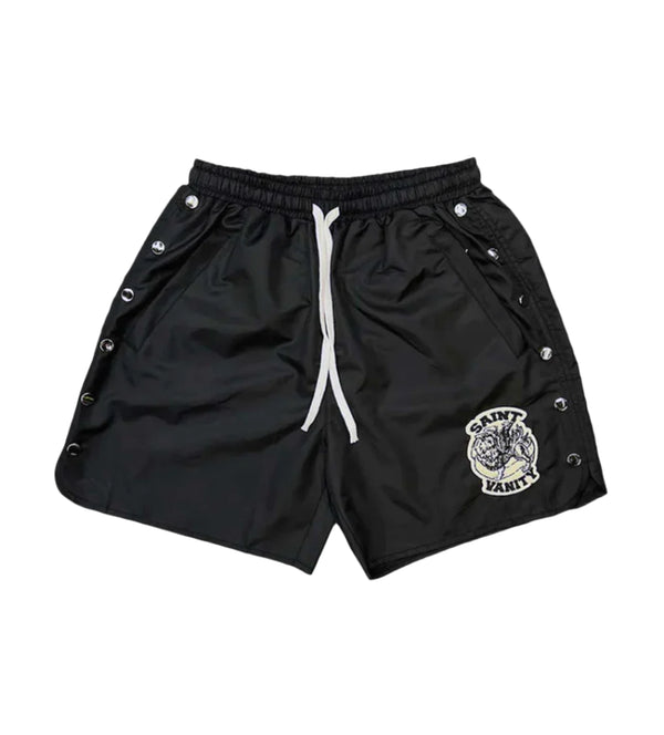 Saint Vanity Nylon Button Shorts Black