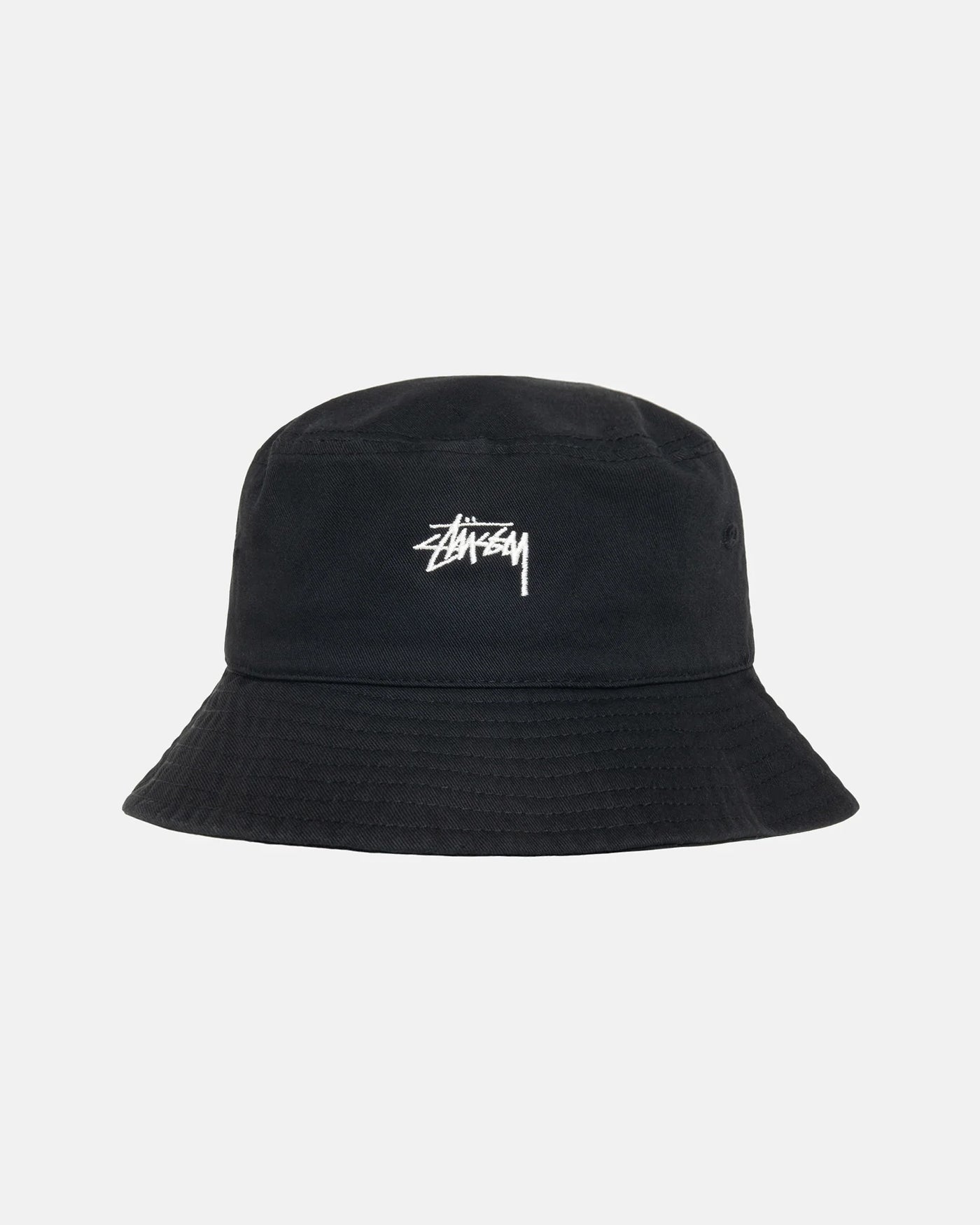 Stüssy Logo Embroidered Bucket Hat Black