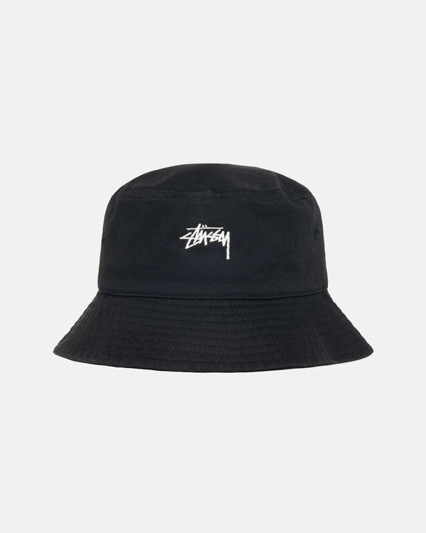 Stüssy Logo Embroidered Bucket Hat Black