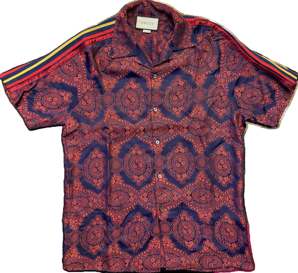 Gucci Baroque Jaquard Shirt Red Navy