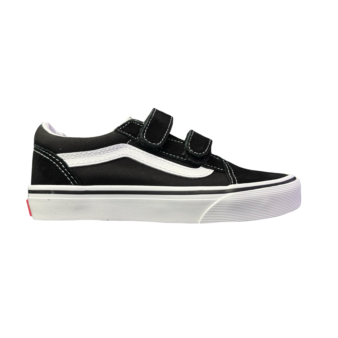 Boys Vans Old Skool Velcro Suede Black True White