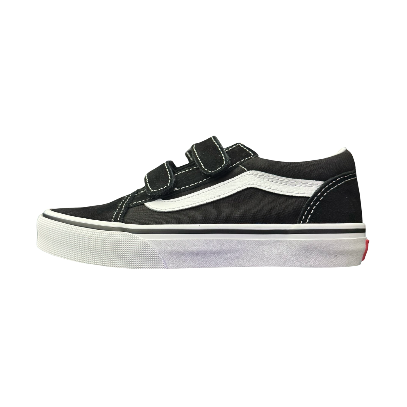 Boys Vans Old Skool Velcro Suede Black True White