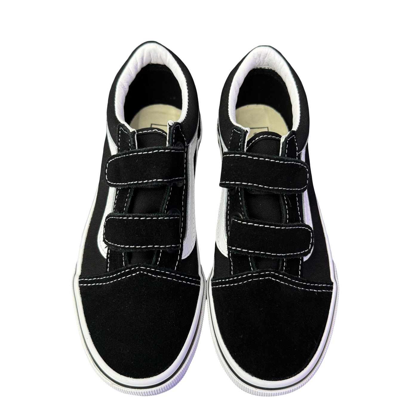 Boys Vans Old Skool Velcro Suede Black True White