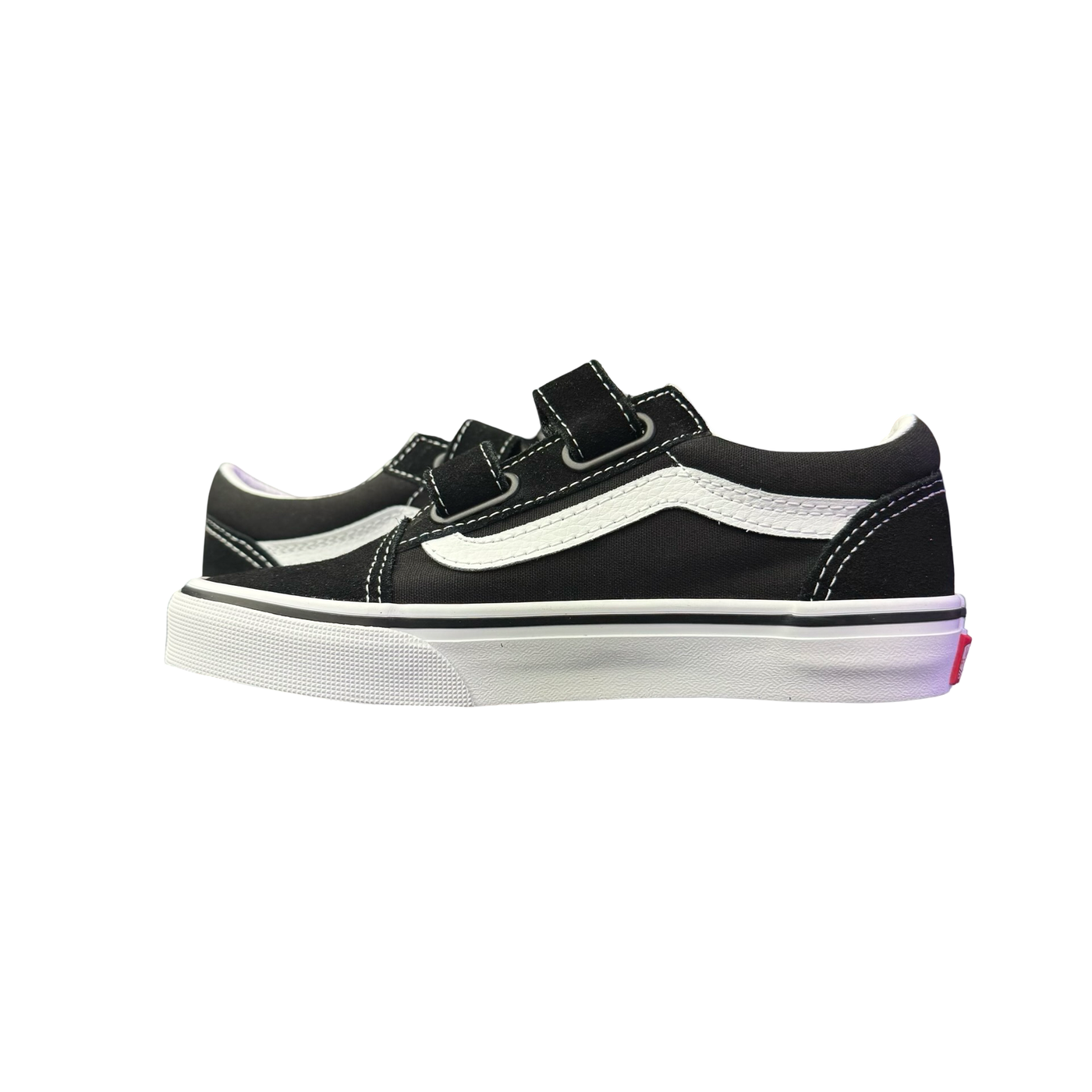 Boys Vans Old Skool Velcro Suede Black True White