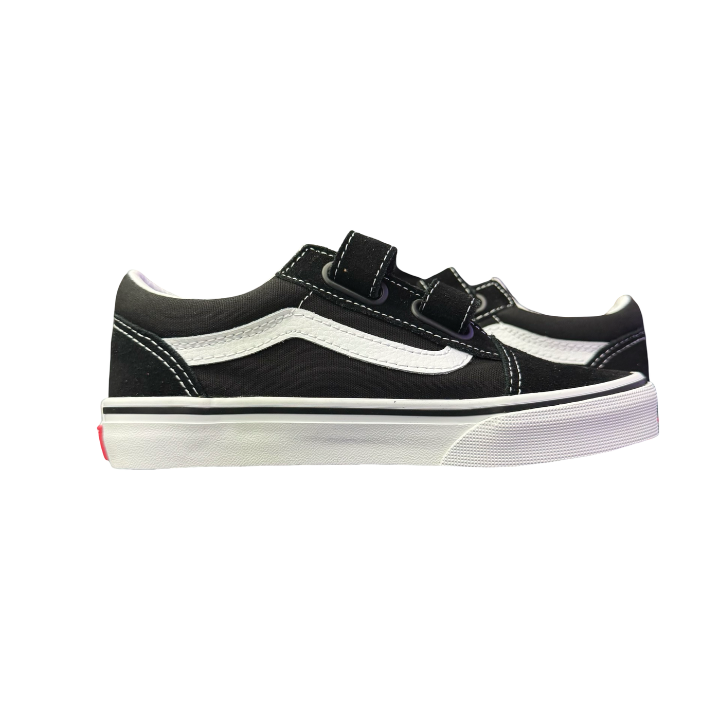 Boys Vans Old Skool Velcro Suede Black True White