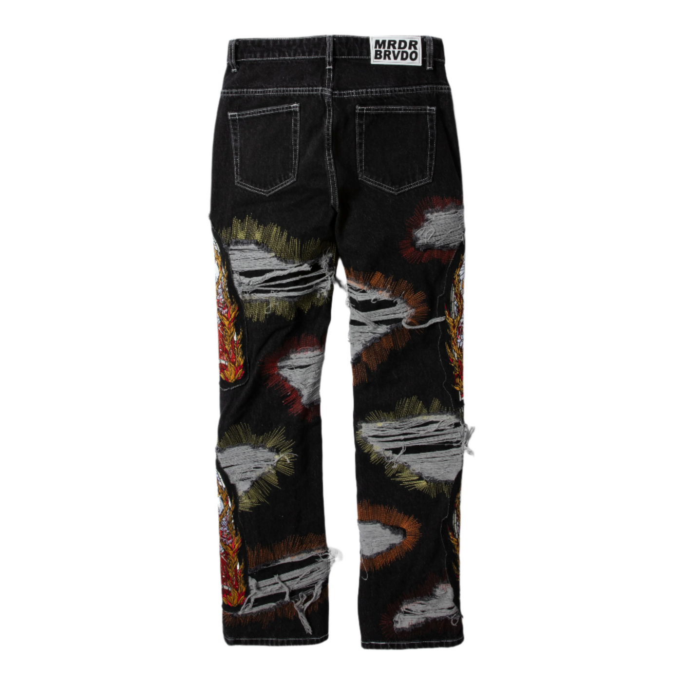 WDW All Over Embroidery Denim Pant Black