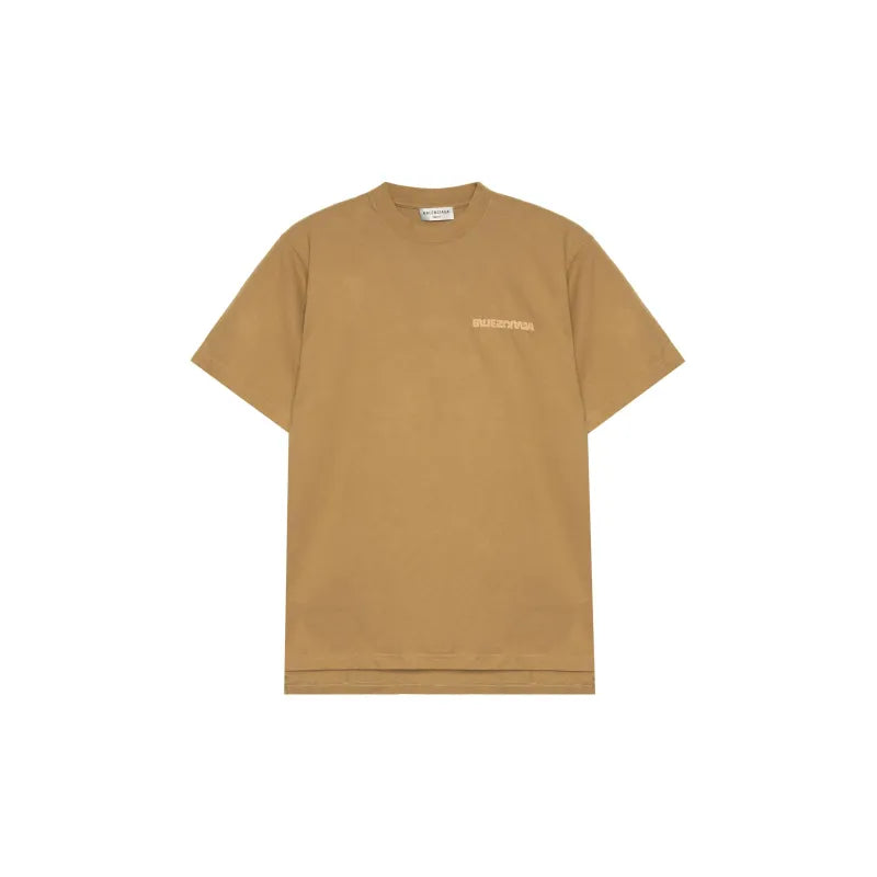 Balenciaga Turn Slit Embroidered Logo T-Shirt Brown
