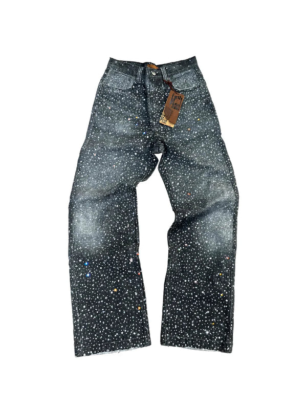 Birth of Royal Child Washed Diamond Boro Jeans Black