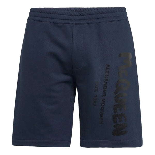 Alexander McQueen Graffiti Print Shorts Navy