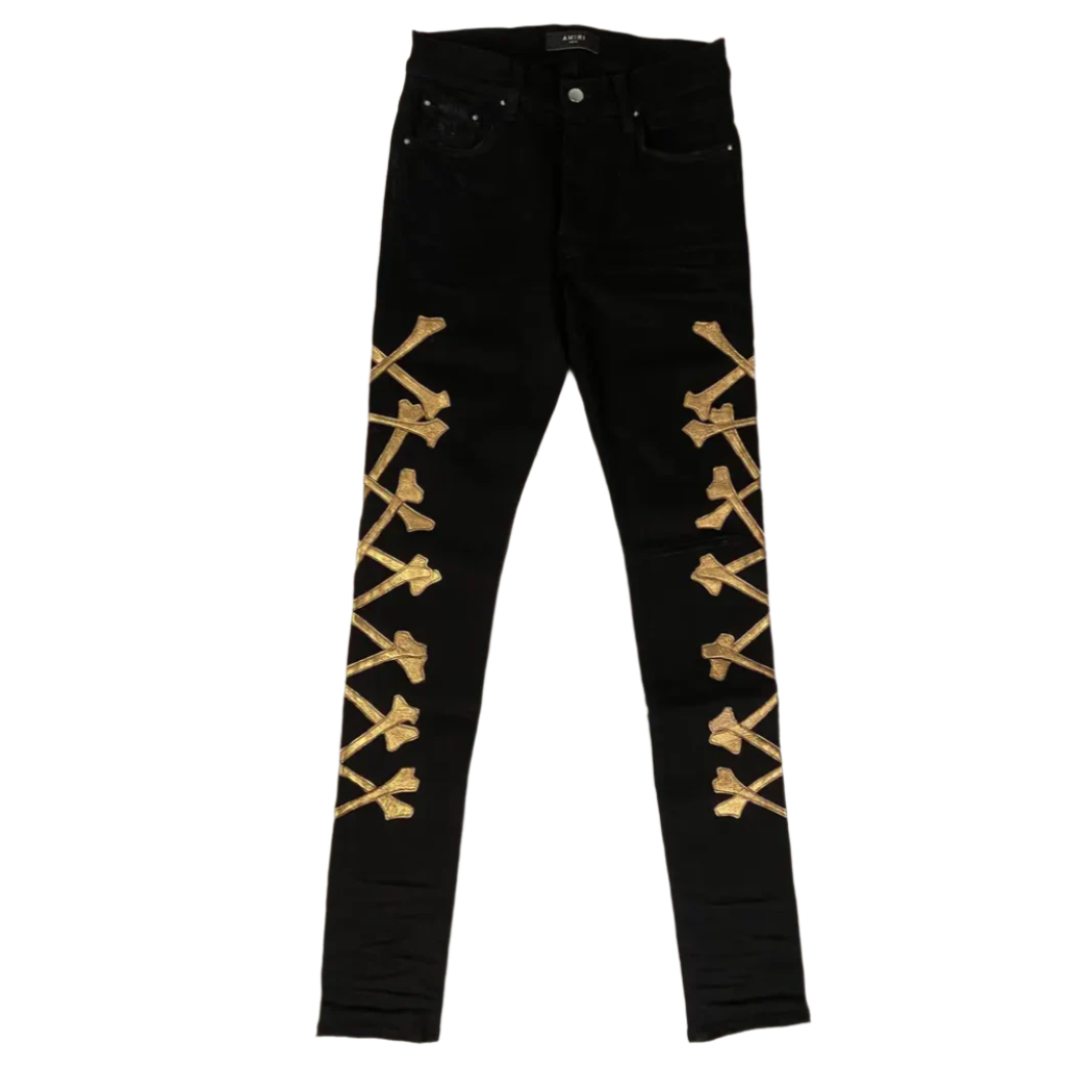 Amiri Bones Jeans Black Gold