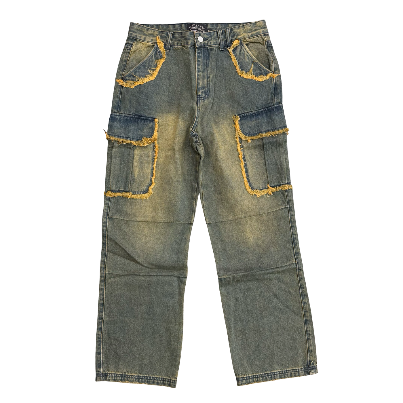 Vale Forever Y2K Cargo Stacked Jeans Faded Vintage Green Wash