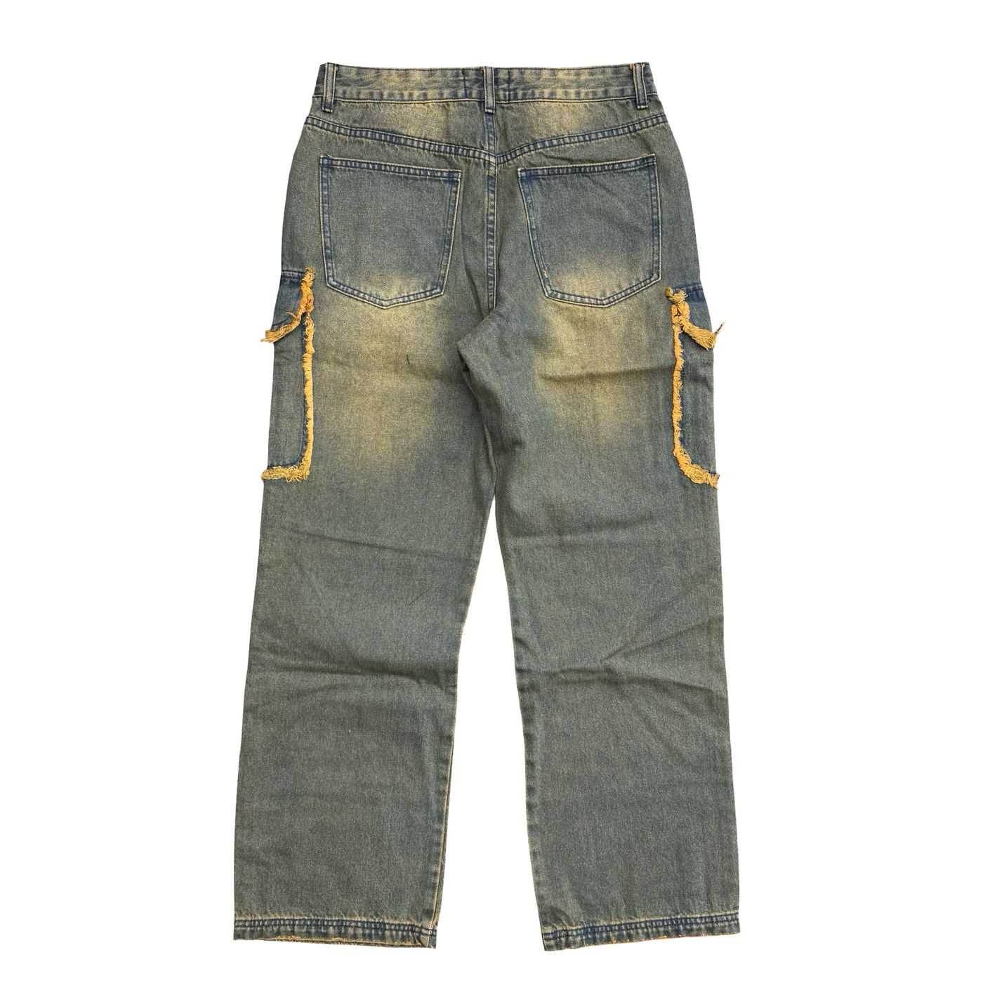 Vale Forever Y2K Cargo Stacked Jeans Faded Vintage Green Wash