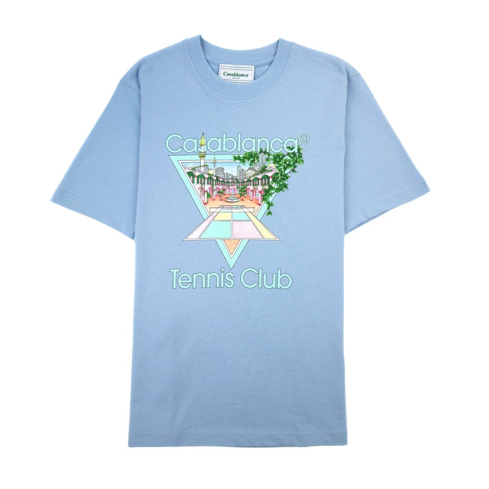 Casablanca Tennis Club Pastelle Printed T-Shirt Pale Blue