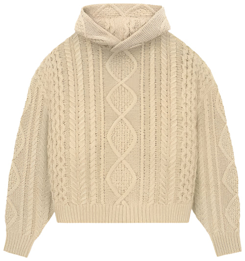 Essentials Fear of God Cable Knit Hoodie Gold Heather