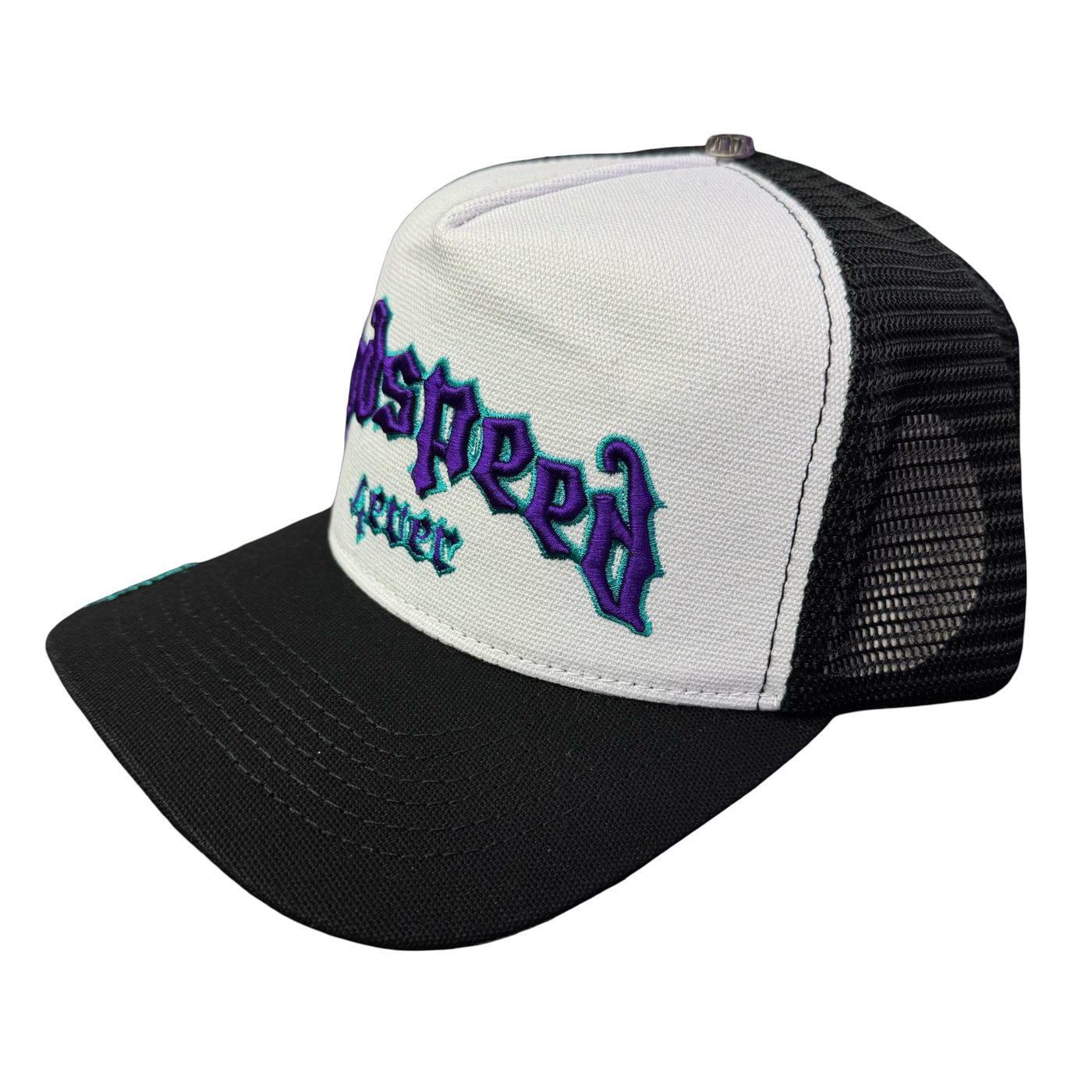 Godspeed Forever Trucker Boom Trucker Hat Teal & Purple