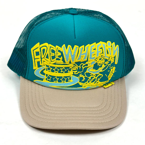 Kapital Free Wheelin Trucker Hat Blue Beige
