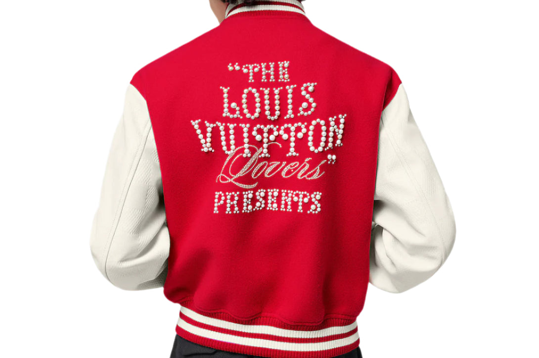LV Runaway Mix Leather Varsity Blouson Red White