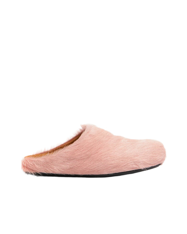 Marni Fussbett Longhair Calfskin Sabot Mules Pink