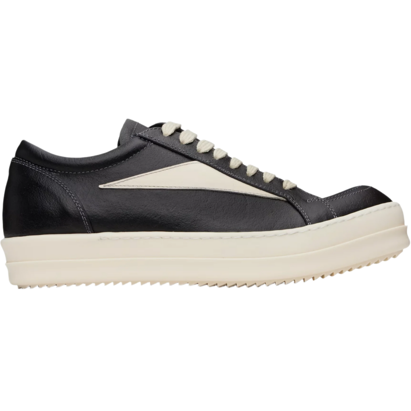 Rick Owens Hollywood Vintage Low Leather Sneakers Black / Milk