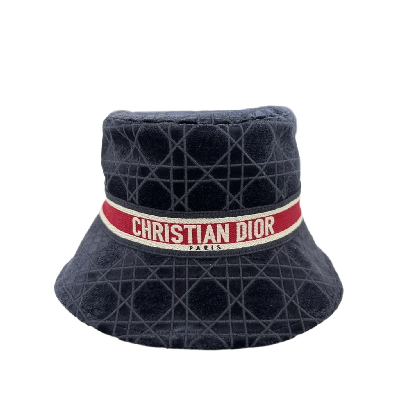 Christian Dior D Bobby Velvet Cannage Bucket Hat Navy
