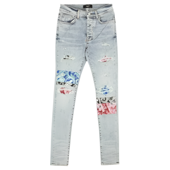 Amiri Pajama Art Patch Jeans Light Blue