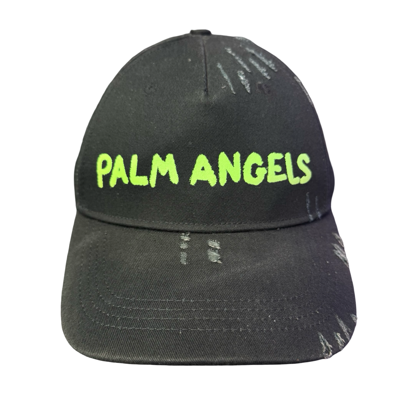 Palm Angels Seasonal Logo Cap Black Green Fluorescent