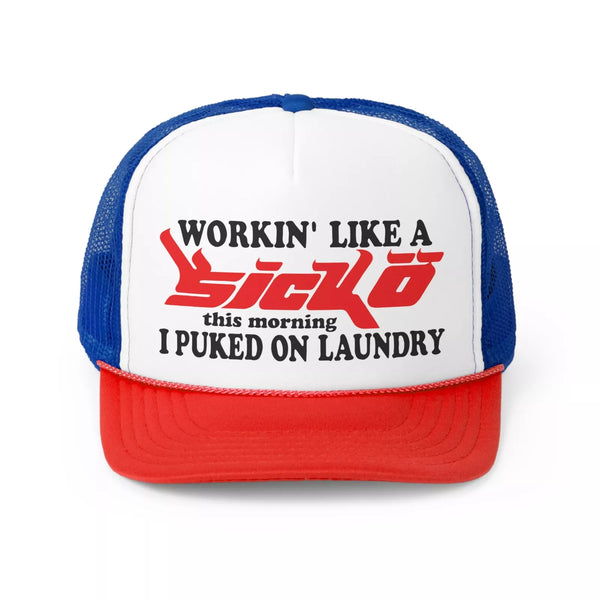 Sicko Laundry Trucker Hat White Red Blue